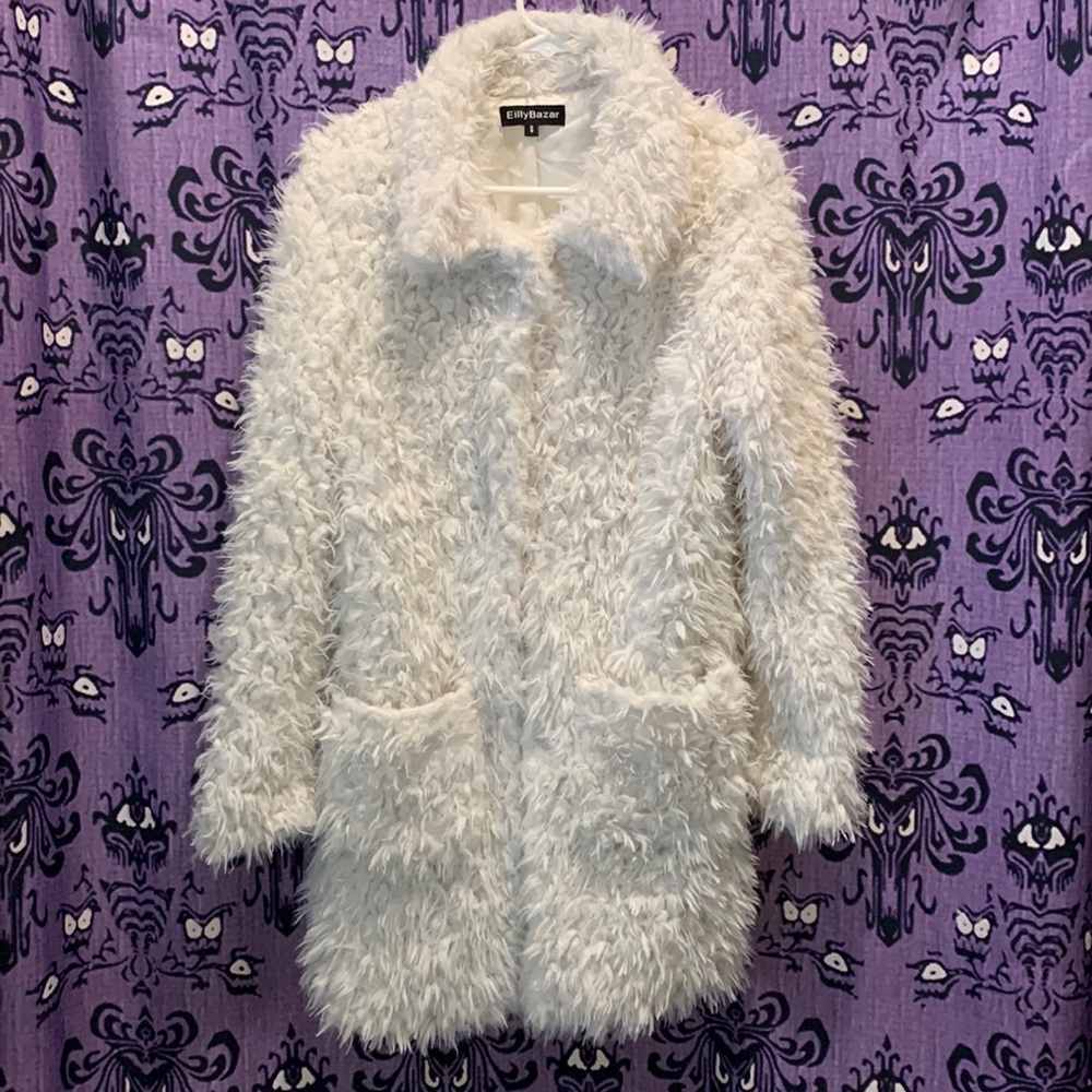 White faux fur cardigan